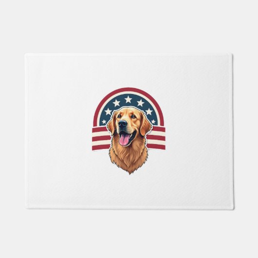 Patriotic Golden Retriever Arc Layout Shirt 2 ドアマット (正面)