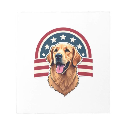 Patriotic Golden Retriever Arc Layout Shirt 2 ノートパッド (正面)