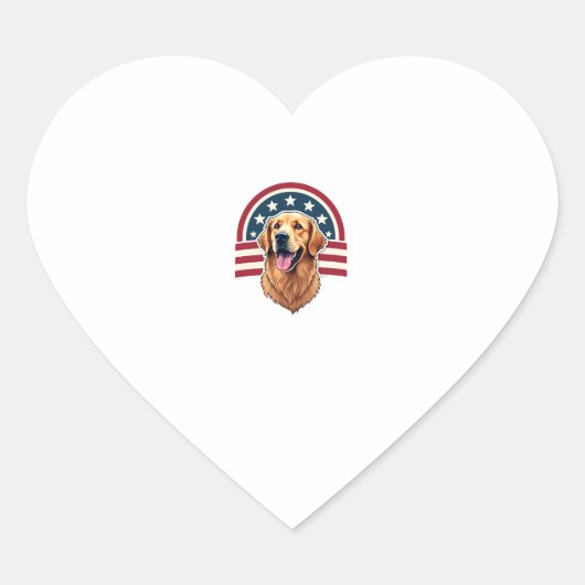 Patriotic Golden Retriever Arc Layout Shirt 2 ハートシール (正面)