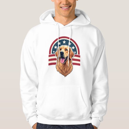 Patriotic Golden Retriever Arc Layout Shirt 2 パーカ (正面)