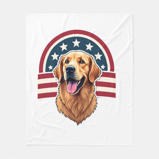 Patriotic Golden Retriever Arc Layout Shirt 2 フリースブランケット (正面)