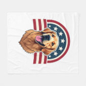 Patriotic Golden Retriever Arc Layout Shirt 2 フリースブランケット (正面(横))