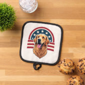 Patriotic Golden Retriever Arc Layout Shirt 2 鍋敷き (トップダウン)