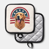 Patriotic Golden Retriever Arc Layout Shirt 2 鍋敷き (正面/裏面)