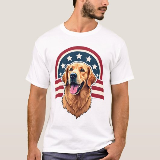 Patriotic Golden Retriever Arc Layout Shirt 2 Tシャツ (正面)