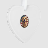 Patriotic Golden Retriever Badge Vintage Tee 4 オーナメント (正面)