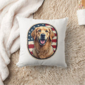 Patriotic Golden Retriever Badge Vintage Tee 4 クッション (ブランケット)