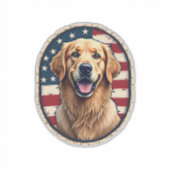 Patriotic Golden Retriever Badge Vintage Tee 4 シール (正面)
