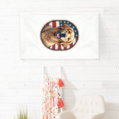 Patriotic Golden Retriever Badge Vintage Tee 4 横断幕 (インサイチュ)