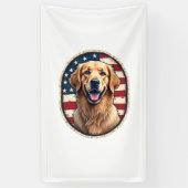 Patriotic Golden Retriever Badge Vintage Tee 4 横断幕 (縦)