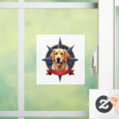Patriotic Golden Retriever Compass Star Tee 2 ウィンドウサイン (ホーム)