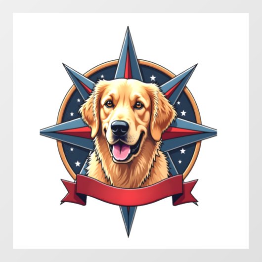 Patriotic Golden Retriever Compass Star Tee 2 ウィンドウサイン (シート)