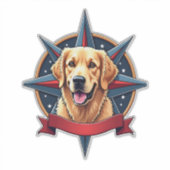 Patriotic Golden Retriever Compass Star Tee 2 シール (正面)
