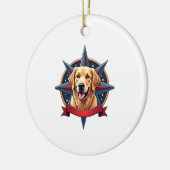 Patriotic Golden Retriever Compass Star Tee 2 セラミックオーナメント (左)