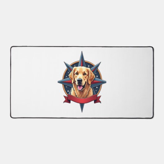 Patriotic Golden Retriever Compass Star Tee 2 デスクマット (正面)