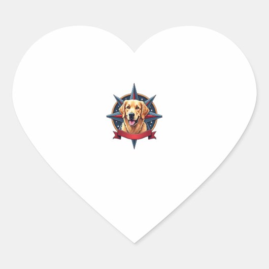 Patriotic Golden Retriever Compass Star Tee 2 ハートシール (正面)