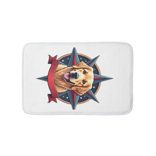 Patriotic Golden Retriever Compass Star Tee 2 バスマット (正面)