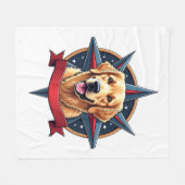 Patriotic Golden Retriever Compass Star Tee 2 フリースブランケット (正面(横))