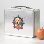 Patriotic Golden Retriever Compass Star Tee 2 メタルランチボックス (インサイチュ)