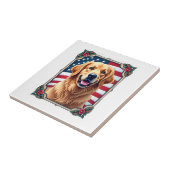 Patriotic Golden Retriever Corner Frame Shirt 3 タイル (側面)