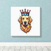 Patriotic Golden Retriever Crown Emblem Tee キャンバスプリント (インサイチュ (ウッドフロア))