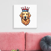 Patriotic Golden Retriever Crown Emblem Tee キャンバスプリント (インサイチュ (リビング))