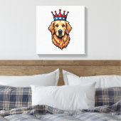 Patriotic Golden Retriever Crown Emblem Tee キャンバスプリント (インサイチュ (寝室))