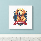 Patriotic Golden Retriever Family Crest Shirt キャンバスプリント (インサイチュ (ウッドフロア))
