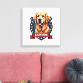 Patriotic Golden Retriever Family Crest Shirt キャンバスプリント (インサイチュ (リビング))