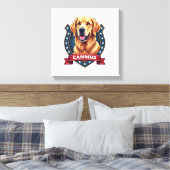 Patriotic Golden Retriever Family Crest Shirt キャンバスプリント (インサイチュ (寝室))