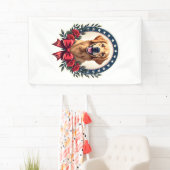 Patriotic Golden Retriever Floral Knot Shirt 横断幕 (インサイチュ)