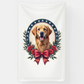 Patriotic Golden Retriever Floral Knot Shirt 横断幕 (縦)