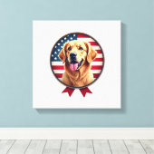 Patriotic Golden Retriever Gentle Medallion Tee キャンバスプリント (インサイチュ (ウッドフロア))