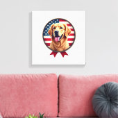 Patriotic Golden Retriever Gentle Medallion Tee キャンバスプリント (インサイチュ (リビング))