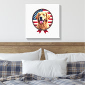 Patriotic Golden Retriever Gentle Medallion Tee キャンバスプリント (インサイチュ (寝室))