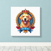 Patriotic Golden Retriever Grand Crest Shirt キャンバスプリント (インサイチュ (ウッドフロア))