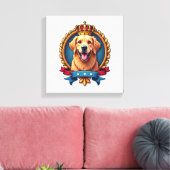 Patriotic Golden Retriever Grand Crest Shirt キャンバスプリント (インサイチュ (リビング))