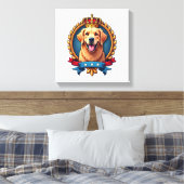 Patriotic Golden Retriever Grand Crest Shirt キャンバスプリント (インサイチュ (寝室))