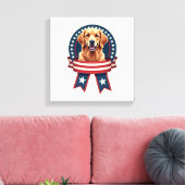 Patriotic Golden Retriever Heritage Ribbon Shirt キャンバスプリント (インサイチュ (リビング))