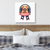 Patriotic Golden Retriever Heritage Ribbon Shirt キャンバスプリント (インサイチュ (寝室))
