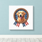 Patriotic Golden Retriever Legacy Medallion Tee キャンバスプリント (インサイチュ (ウッドフロア))