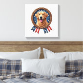 Patriotic Golden Retriever Legacy Medallion Tee キャンバスプリント (インサイチュ (寝室))