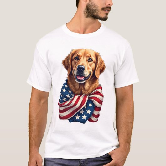 Patriotic Golden Retriever Lover Gift Vintage Tee  Tシャツ (正面)