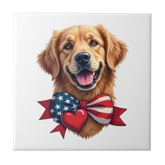 Patriotic Golden Retriever Lover Vintage Shirt タイル (正面)