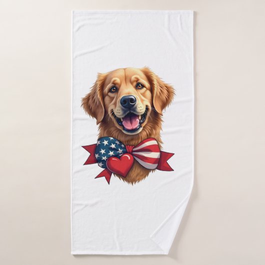 Patriotic Golden Retriever Lover Vintage Shirt バスタオル (バスタオル)