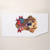 Patriotic Golden Retriever Lover Vintage Shirt バスタオル (バスタオル)