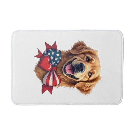 Patriotic Golden Retriever Lover Vintage Shirt バスマット (正面)