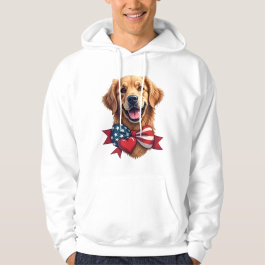 Patriotic Golden Retriever Lover Vintage Shirt パーカ (正面)