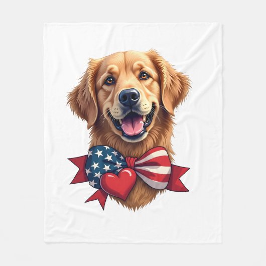 Patriotic Golden Retriever Lover Vintage Shirt フリースブランケット (正面)