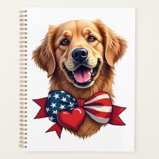 Patriotic Golden Retriever Lover Vintage Shirt プランナー手帳 (正面)